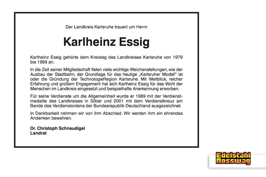 Karlheinz Essig Nachruf